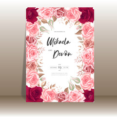 Beautiful floral design wedding invitation card