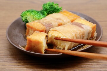 厚揚げの豚肉巻き