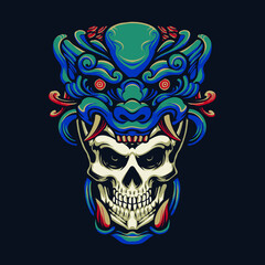 monster skull head vector illustration