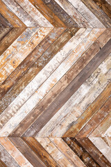 Wooden planks herringbone wall  peeling paint background