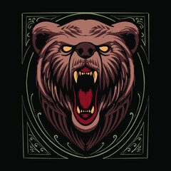 dark grizzly bear vector illustration
