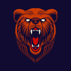 grizzly bear head vector illustration
