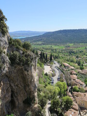 Fototapeta na wymiar the view of Moustiers Sainte Marie, Provence, France, April