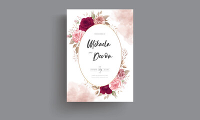 Beautiful floral design wedding invitation card