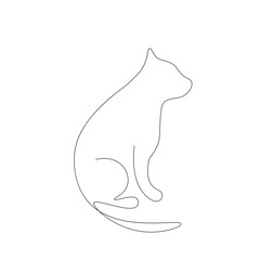 Cat animal line drawing, vector illustration
