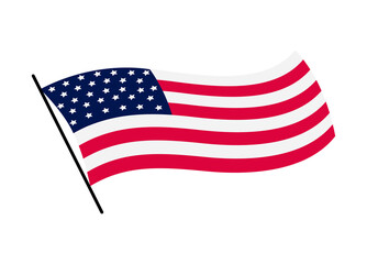Waving flag of the United States of America. Illustration of wavy American Flag. National symbol, American flag on white background - illustration