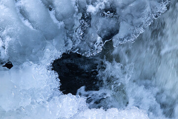 water splash and ice in the river