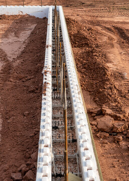 An isulated conrete foundation work in progress.