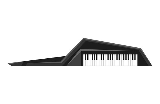 Musical Keyboard instrument. Isolated image of a shoulder synthesizer. illustration - musician equipment. Tool for music lover