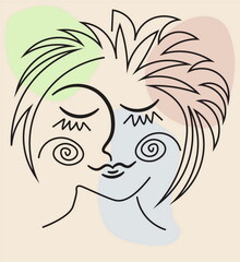 woman vector surreal face line art