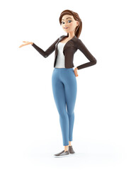 3d cartoon woman presenting pose