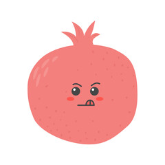 pomegranate fruit flat design emoji vector illustration isolated on white background