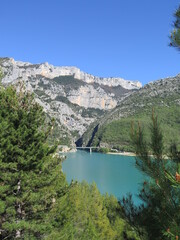 the Lac (lake) de Sainte-Croix in the Gorges du Verdon (Verdon Canyon), Provence, April, France