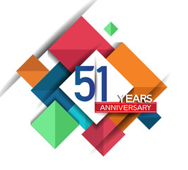 51 years anniversary design colorful square style isolated on white background can be use for invitation, party, and celebration event