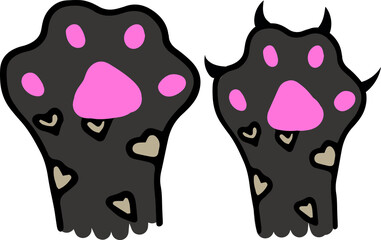 Cute color cats paws. Hand draw. Digital