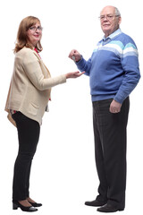 Real estate agent handing the keys to the new owner.