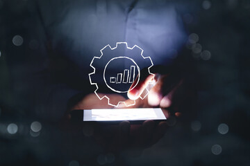 gears arrow business success progress