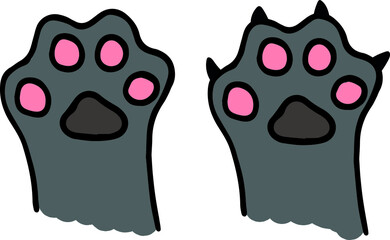 Cute color cats paws. Hand draw. Digital