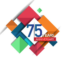75 years anniversary design colorful square style isolated on white background can be use for invitation, party, and celebration event
