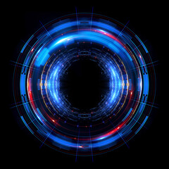 Vivid abstract background. Beautiful design of rotation frame.  Mystical portal. Bright sphere lens. Rotating lines. Glow ring. Magic neon ball. Led blurred swirl. Spiral glint lines. HUD