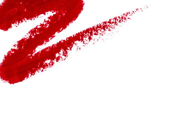 A smear of lipstick on a white background. Cosmetics, makeup. Isolated template for design.