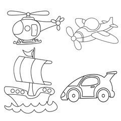 Transportation Icon Cartoon Coloring Page