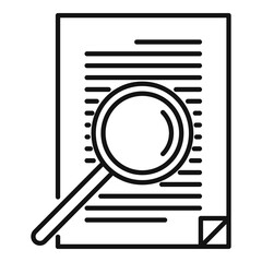 Notary magnifier paper icon. Outline notary magnifier paper vector icon for web design isolated on white background