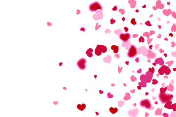 Heart Confetti Background. Flying Red Elements. Festive Banner.