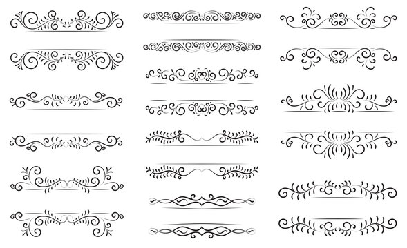 Retro frame set for text with swirls and calligraphic elements. This set of frames can be used for retro design projects.