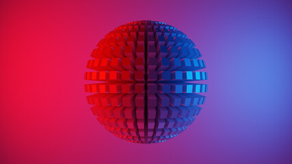 Abstract illustration of a colored sphere made of squares