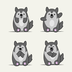Cute husky vector illustration. Funny dog pet character for kids graphic resources.