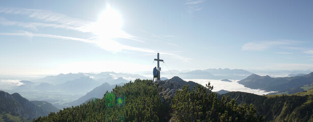 Green Mountain Landscapes at Wendelstein Peak in the Bavarian Alps near Flintsbach, Germany.