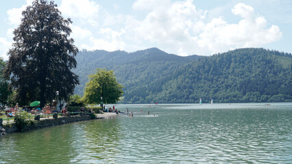 Green Mountain Landscapes at Wendelstein Peak in the Bavarian Alps near Flintsbach, Germany.