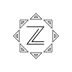 Vector geometric abstract linear logo on a white background. Vector letter logo. Emblem with the letters L and Z.