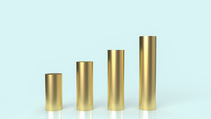 The gold chart on  blue background for business content 3d rendering.