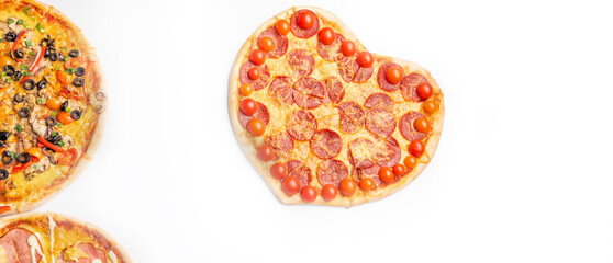 three different kinds of pizzas