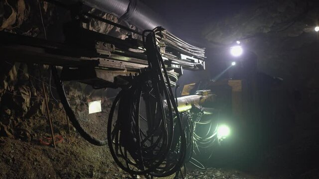 The drilling machine is moving forward.