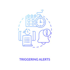 Triggering alerts concept icon. Contract management software functions. Contract management between companies processes idea thin line illustration. Vector isolated outline RGB color drawing