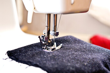 fashion style sewing machine sewing fabric