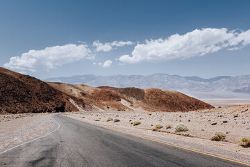 Death Valley, California. Lonely highway through the desert