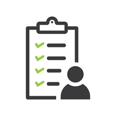 User checklist icon with a green check boxes.