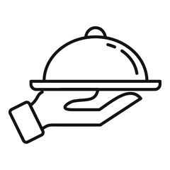 Fototapeta premium Food tray icon. Outline food tray vector icon for web design isolated on white background