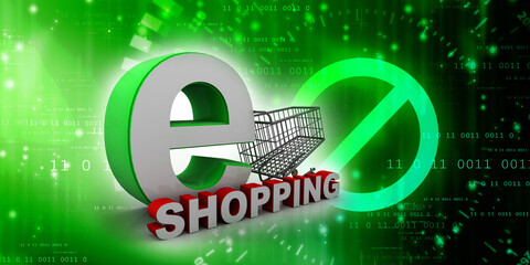 3d illustration Shopping Cart with internet shopping
