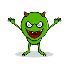 The green monster illustration is a scary monster, suitable for magazines, advertisements, products, etc.