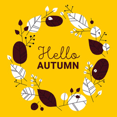 Hand drawn vector background with autumn leaves. Design for poster and website