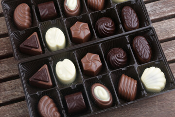 chocolate bonbon candies as sweet gift