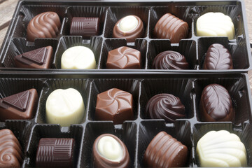 chocolate bonbon candies as sweet gift