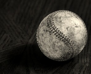 baseball in black and white 