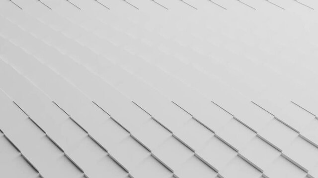 Seamless 3d video animation of waving pattern of repeating square texture. Clean white motion 3d video