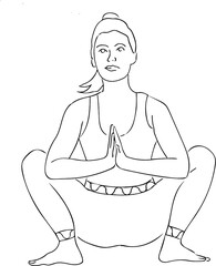 Yogaübung Malasana, die Girlandenhaltung